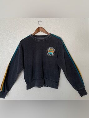 Quiet Storm surf shop  Women's blue  Crewneck Sweater with Stripe Detail